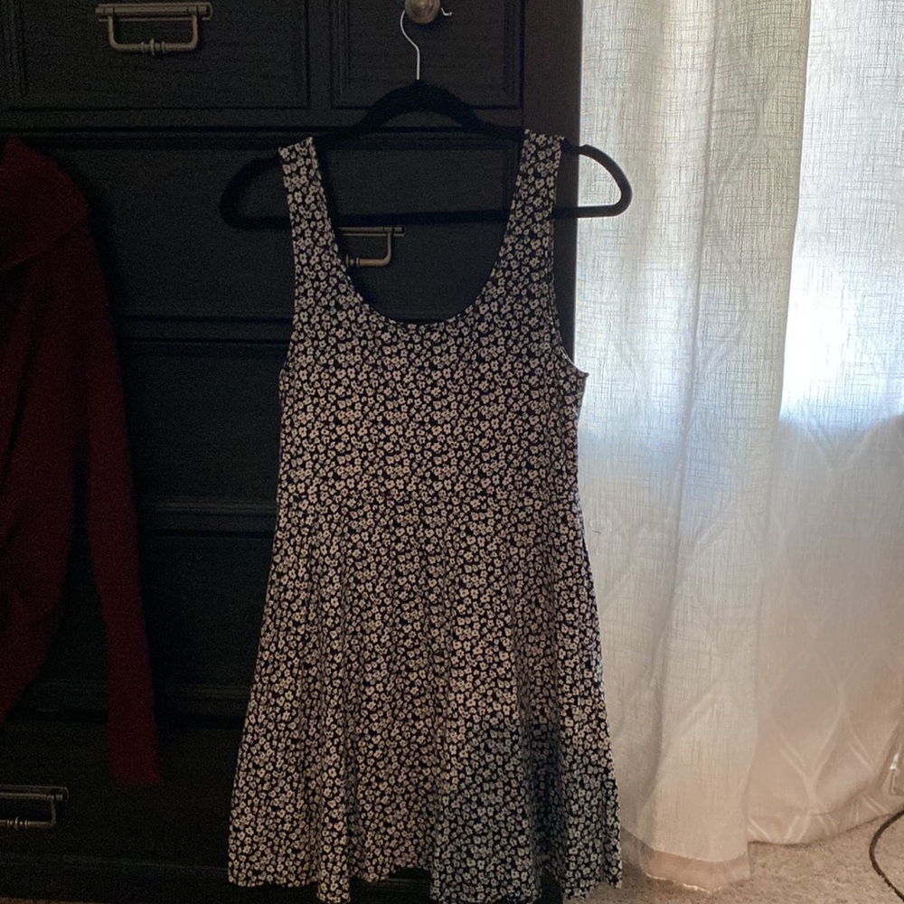 Black and white floral sun dress